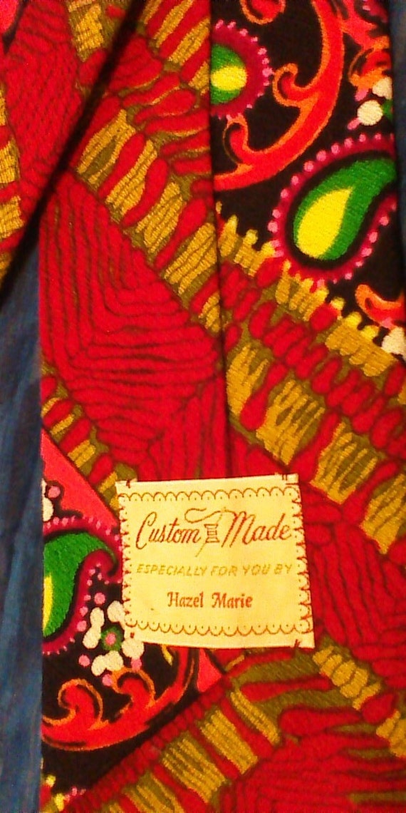 red pattern bark cloth necktie - image 2