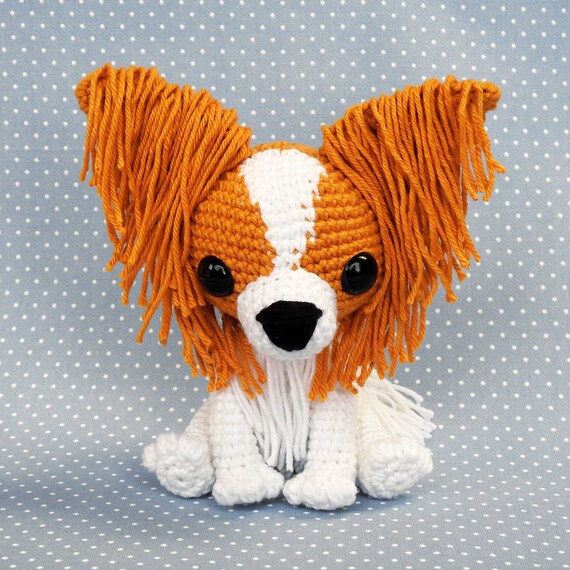 012　パピヨンのあみぐるみ パピヨン犬のあみぐるみかぎ針編みパターン - Etsy 日本