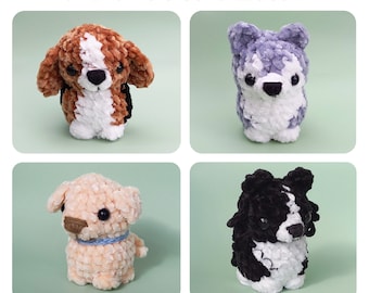 Tiny Dog Collection - No Sew - Mini Beagle, Husky, Labrador and Border Collie Crochet Patterns