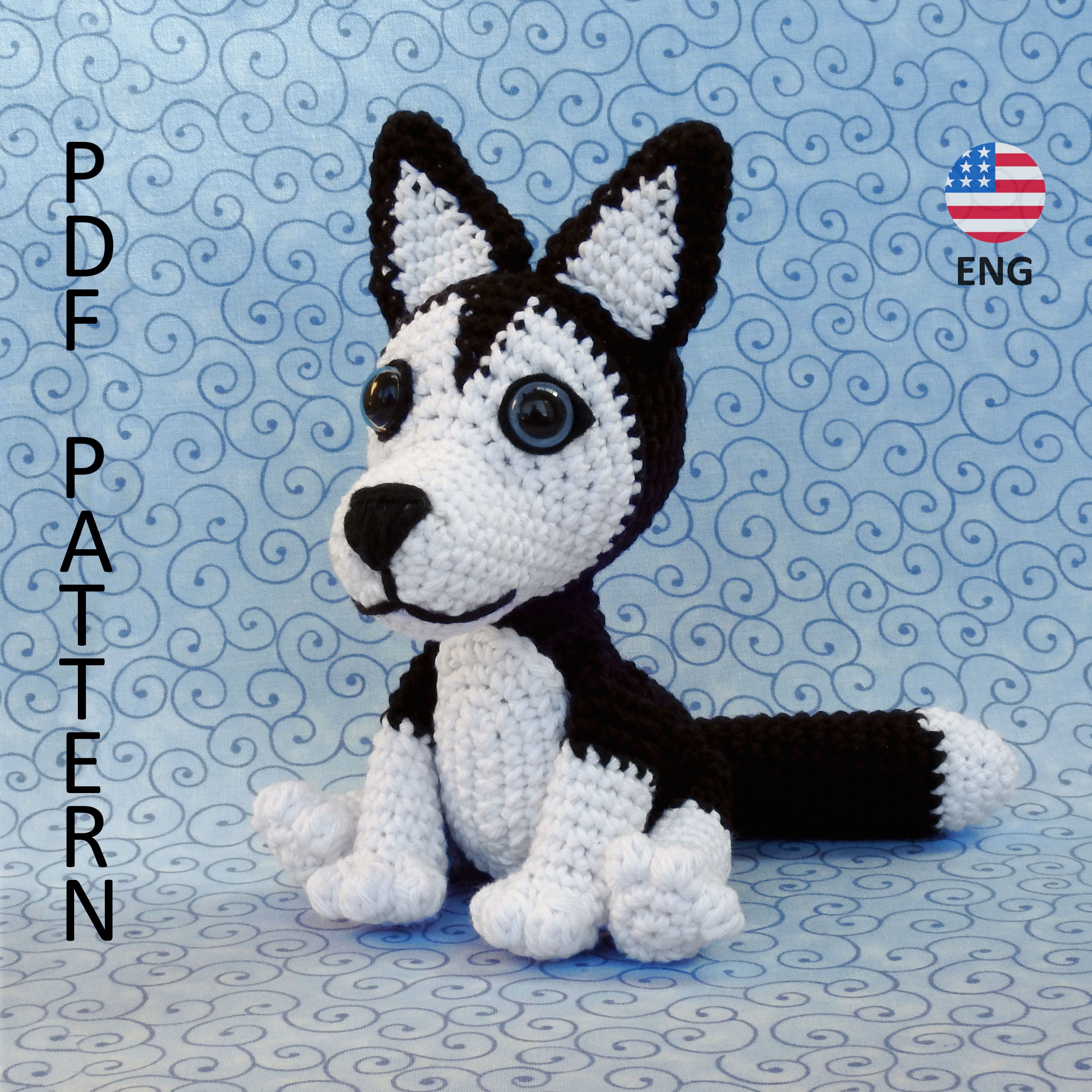 ハスキー犬のあみぐるみかぎ針編みパターン - Etsy 日本