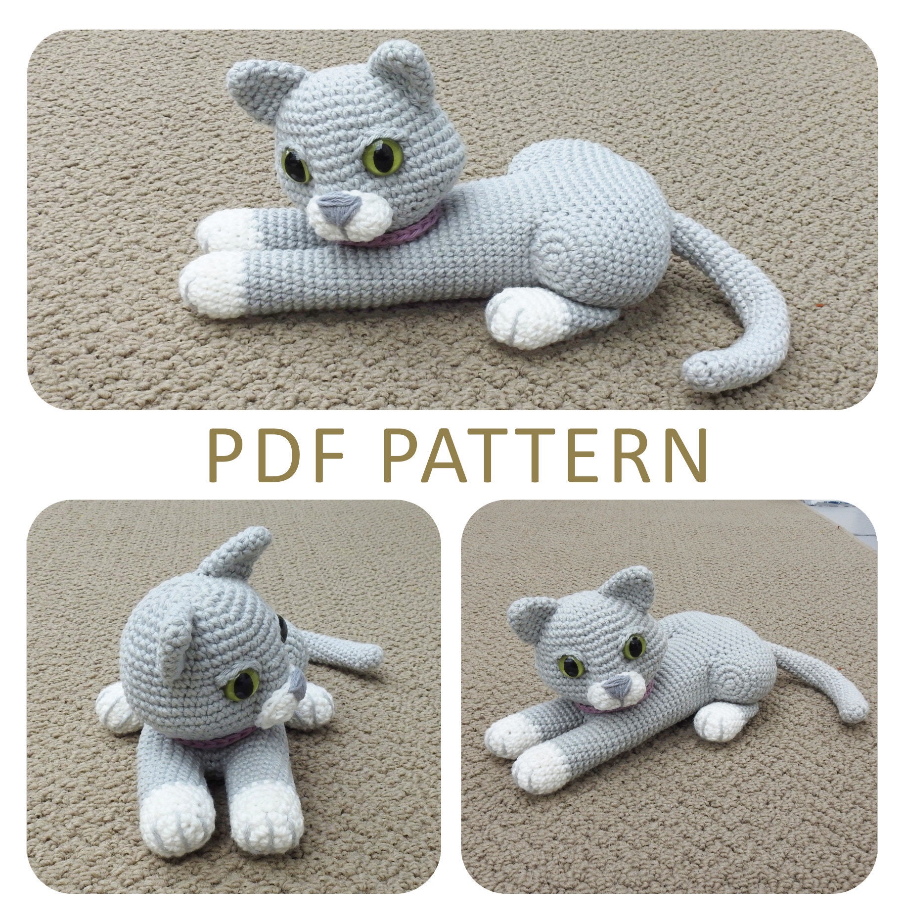 Cat Amigurumi Crochet Pattern - Lying Down Kitten