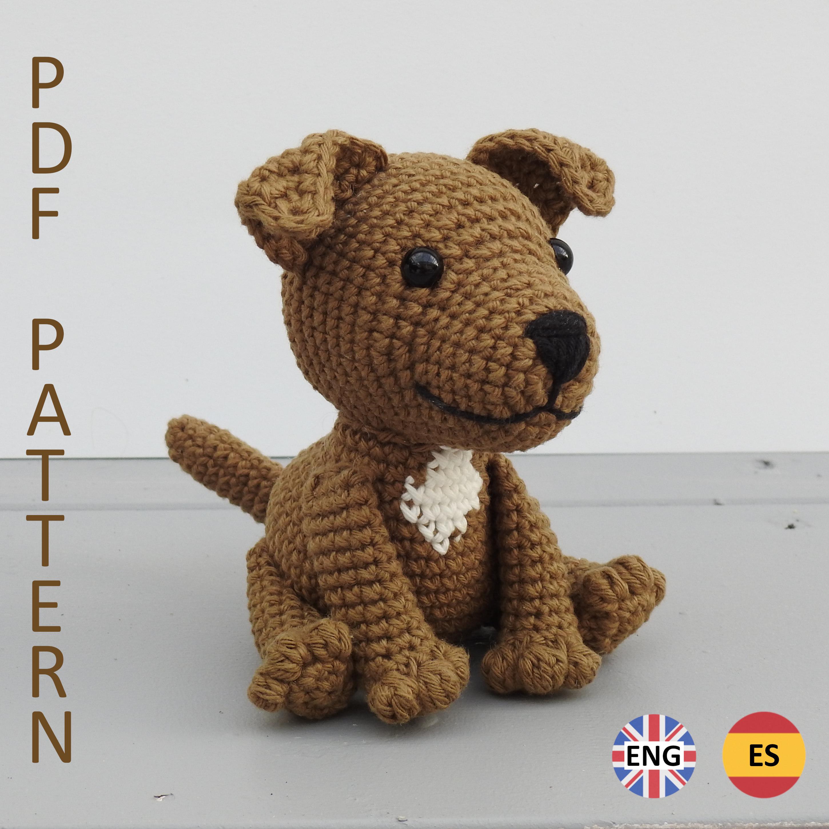 テリアの編みぐるみ★再販 スタッフォードシャー・ブル・テリアの犬の編みぐるみ編み図 - Etsy 日本