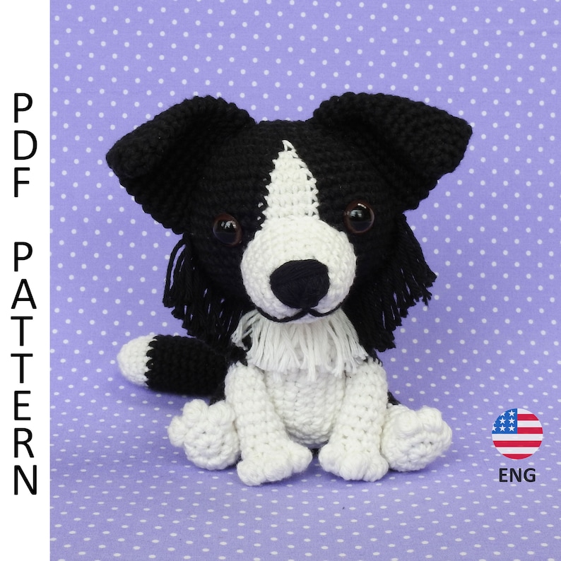 Border Collie Dog Amigurumi Crochet Pattern Etsy España