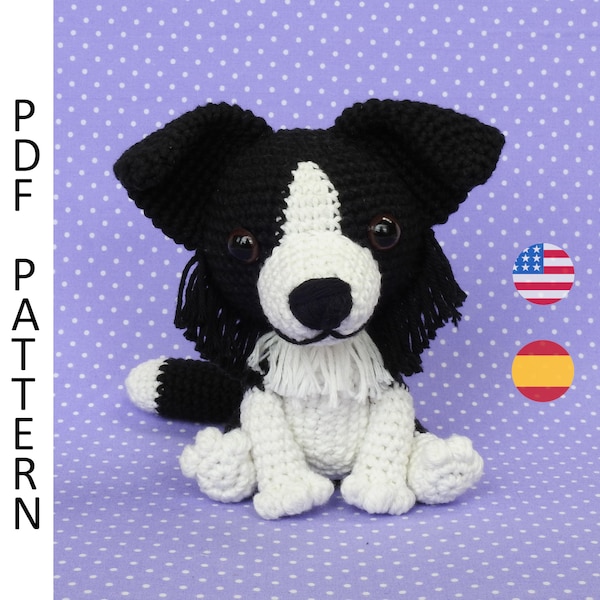 Border Collie Dog Amigurumi Crochet Pattern