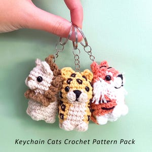 Colección de patrones de crochet para gatos pequeños (sin costura): mini león, tigre, leopardo y atigrado