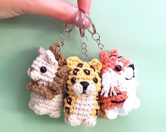 Tiny Cat Crochet Pattern Collection - No Sew - Mini Lion, Tiger, Leopard and Tabby