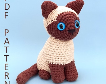 Siamese Tonkinese Cat Crochet Pattern - Sitting Kitty