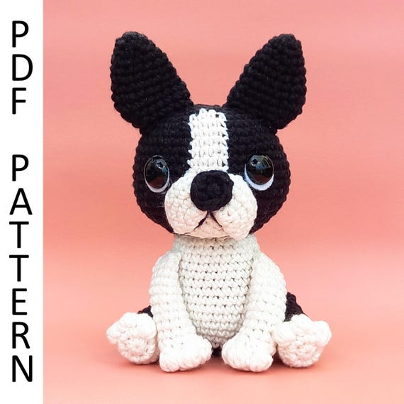 ボストンテリア犬のかぎ針編みパターン - ブルドッグ - Etsy 日本