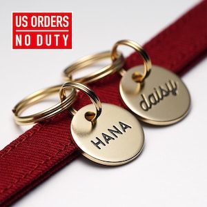 Round Brass Cat ID Tag – Personalized Engraved Pet ID Name Tag for Cats and Small Dogs
