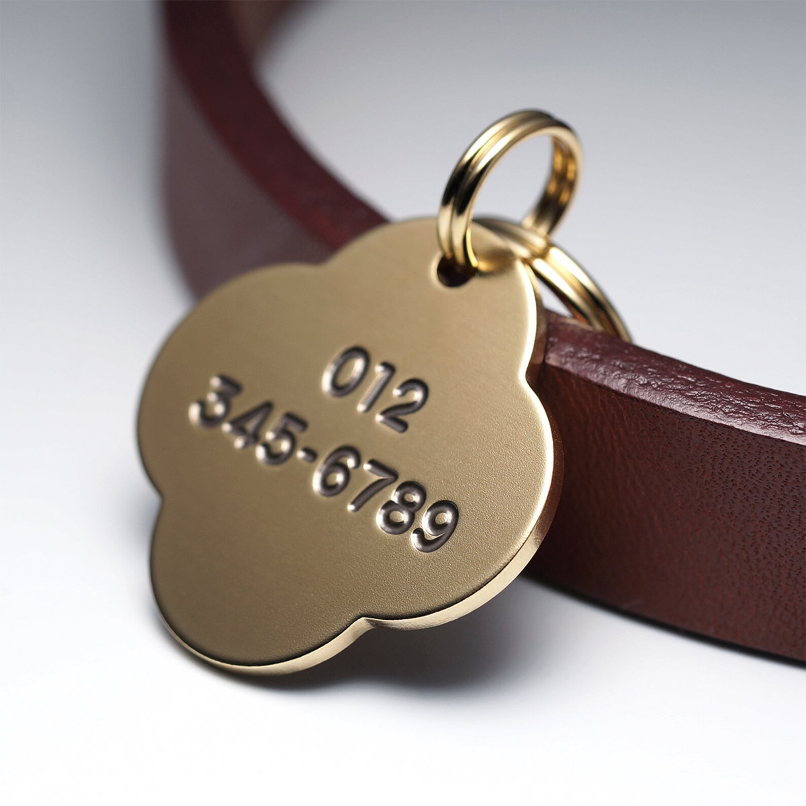 Dog Tag script Font Clover Dog Tag Brass Dog Tag Pet ID Etsy