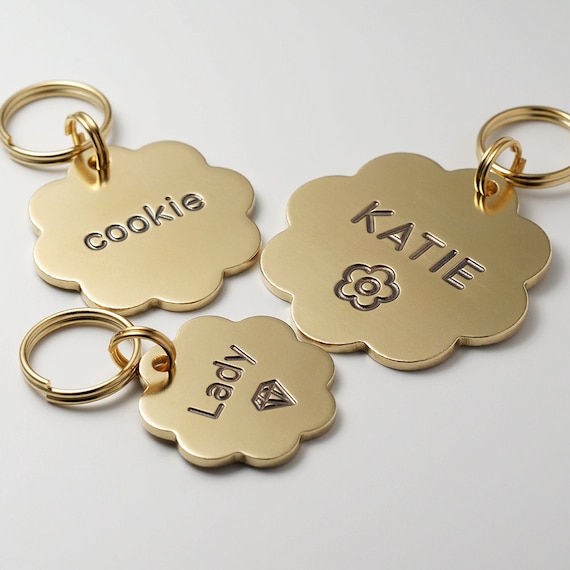 Brass dog name hot sale tags