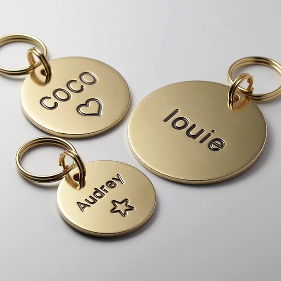 Quick-Tag Large Gold Circle Personalized Engraved Pet ID Tag