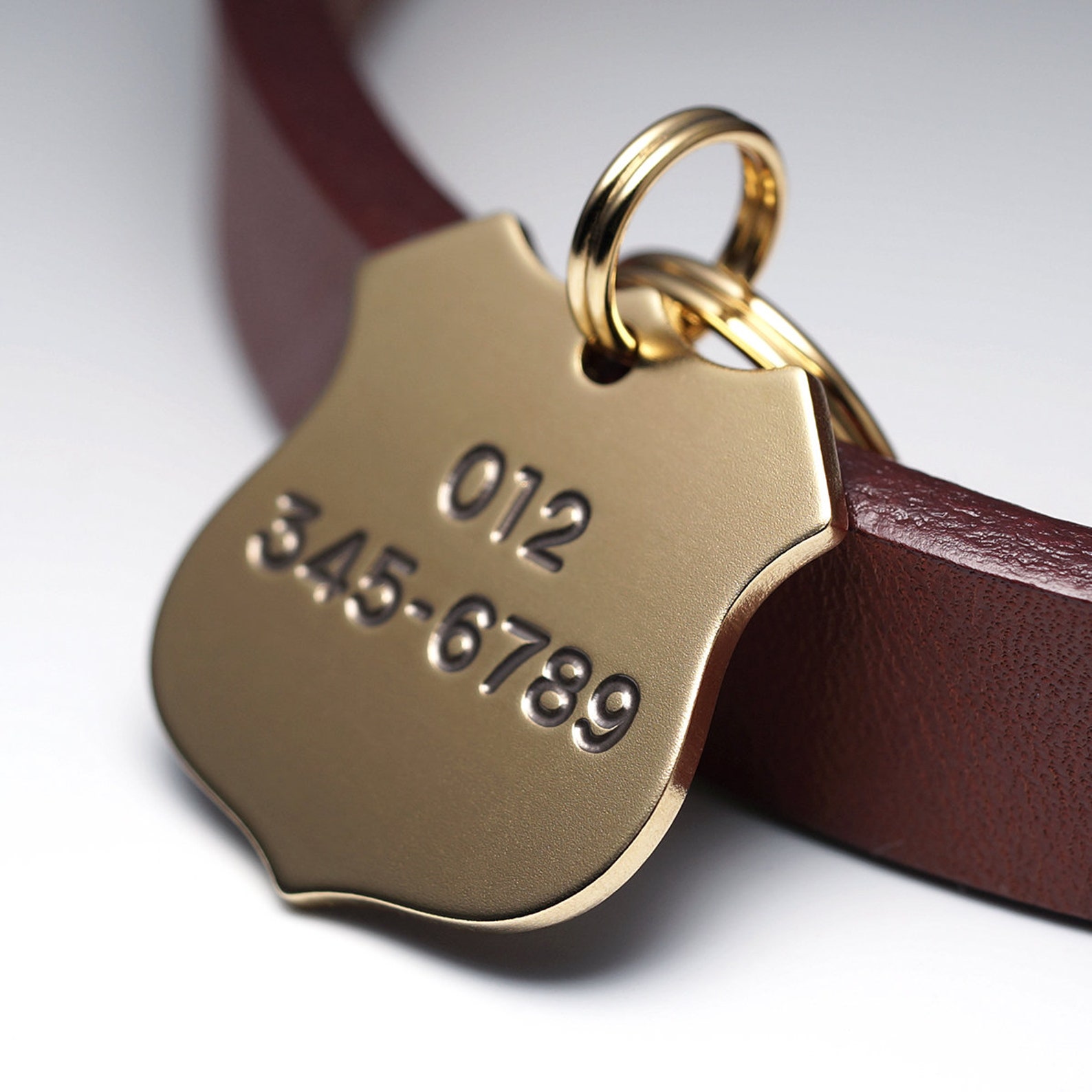 Dog Tag Script Font Shield Dog Tag Brass Dog Tag Pet ID Etsy