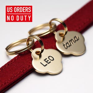 Clover Brass Cat ID Tag – Personalized Engraved Pet ID Name Tag for Cats and Small Dogs