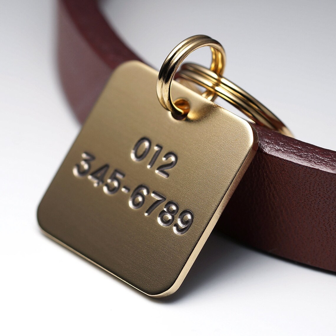 Dog Tag Script Font Square Dog Tag Brass Dog Tag Pet ID Etsy