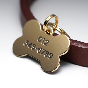 Dog Tag, Bone Dog Tag, Brass Dog Tag, Pet ID Tags, Personalized Dog Tag, Engraved Dog Tag, Small Dog Tag for Dogs, Name tag, Key ring image 2