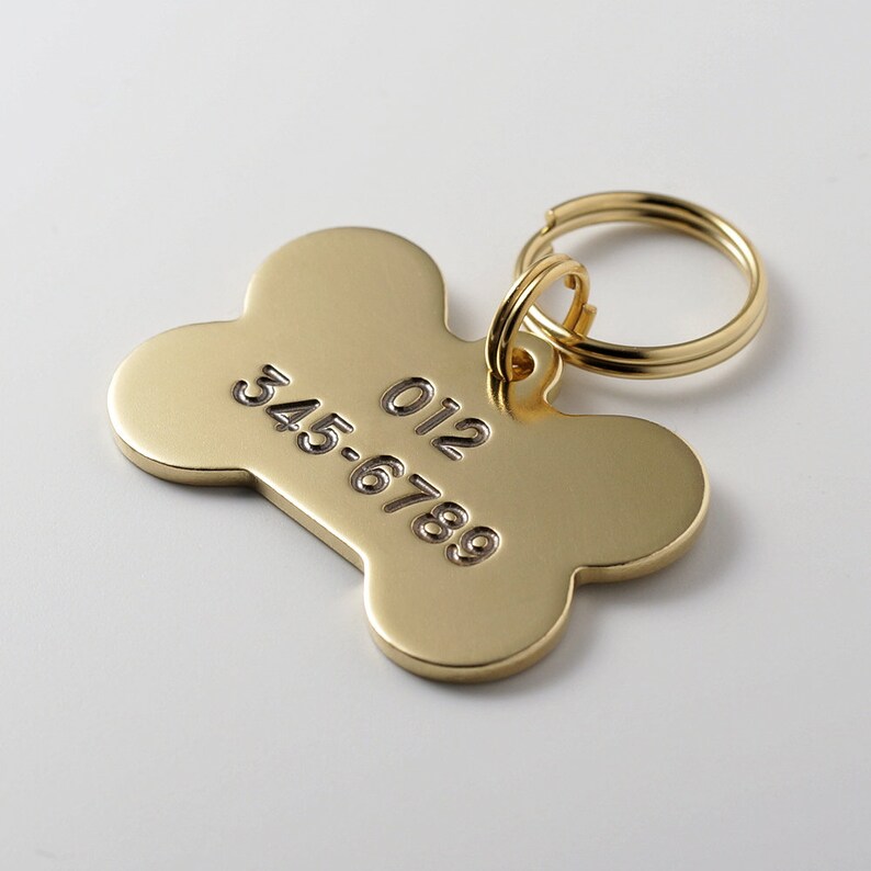 Dog Tag Bone Dog Tag Brass Dog Tag Pet ID Tags Etsy