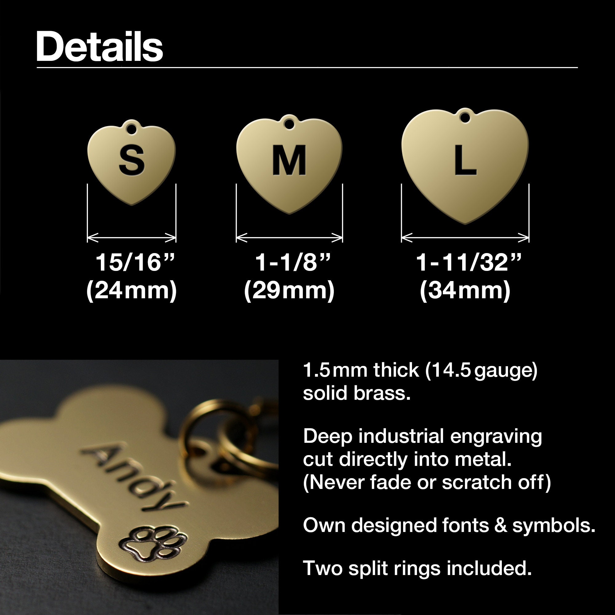 Dog Tag Heart Dog Tag Brass Dog Tag Pet ID Tags - Etsy
