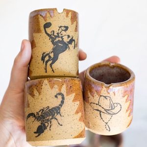 Ceramic Cowboy Paint Cups