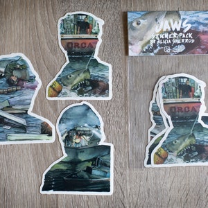 ADESIVOS Conjunto de adesivos de mandíbulas em aquarela! Adesivos de vinil com três silhuetas