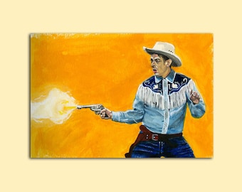 Pintura gouache de Viagra Boys, impresión de vaquero perdedor punk rock