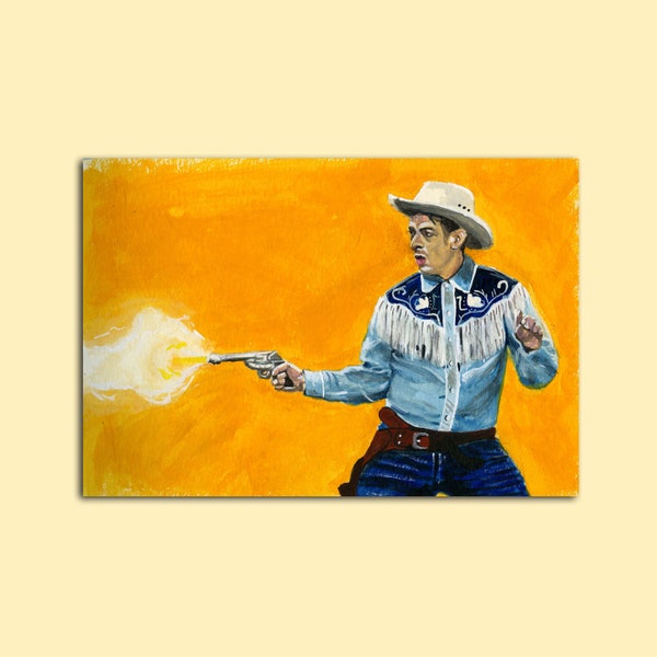 Peinture gouache pour garçons Viagra, impression cowboy perdant punk rock