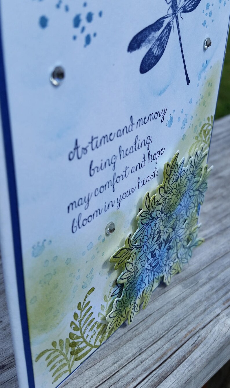 Handmade SYMPATHY Card Kit, STAMPIN' UP! Awesomely Artistic, Dragonfly, Flowers, image 5