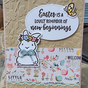 Kit de cartes de voeux de Pâques faites main, lot de 4, Stampin' Up! Joie printanière, Lapin de Pâques, Fleurs, Papillon