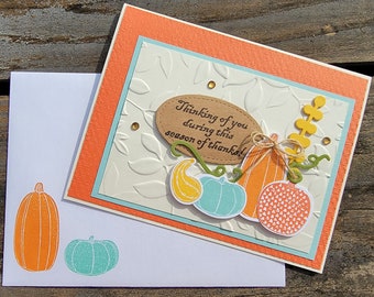 Handmade THANKSGIVING Card, Stampin' Up Pick A Pumpkin, Fall
