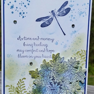 Handmade SYMPATHY Card Kit, STAMPIN' UP! Awesomely Artistic, Dragonfly, Flowers, image 1