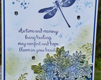 Handmade SYMPATHY Card, STAMPIN' UP! Awesomely Artistic, Dragonfly, Flowers,