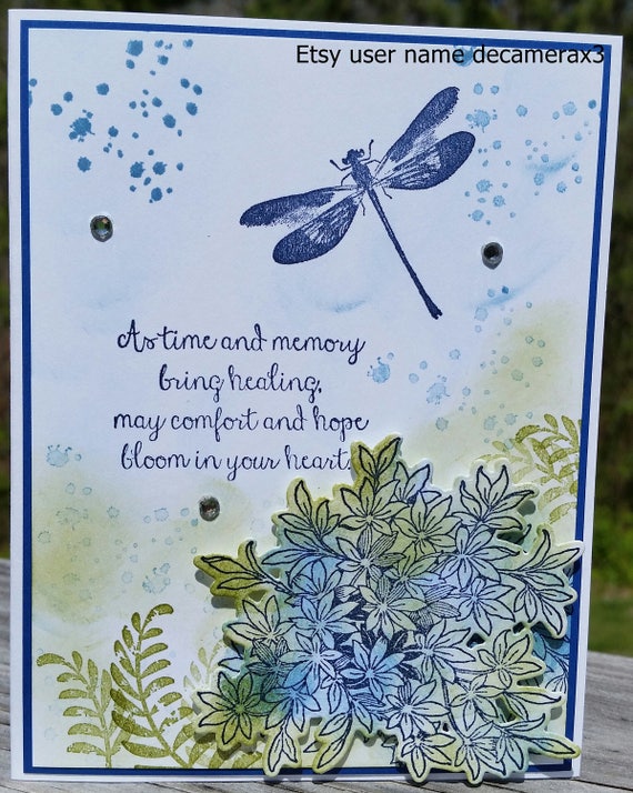 Handmade SYMPATHY Card Kit,  STAMPIN' UP! Awesomely Artistic, Dragonfly, Flowers,