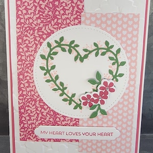 Kit de cartes fait main pour la SAINT-VALENTIN, lot de 4, Stampin' Up ! Forme de coeur, coeur de fleur, jour de chéri,