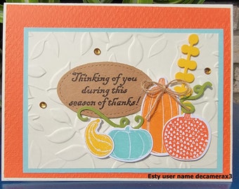 Handmade THANKSGIVING Card Kit, Set Of 4, Stampin' Up Pick A Pumpkin, Fall