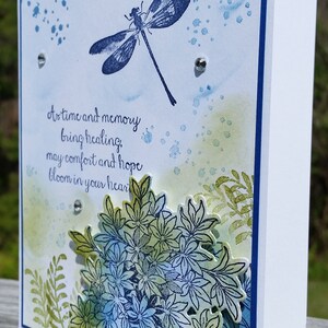 Handmade SYMPATHY Card Kit, STAMPIN' UP! Awesomely Artistic, Dragonfly, Flowers, image 3