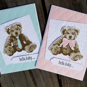 Kit de cartes de bienvenue bébé fait à la main, STAMPIN' UP! Bébé Ours, Bébé, Garçon, Fille, Ours en peluche,