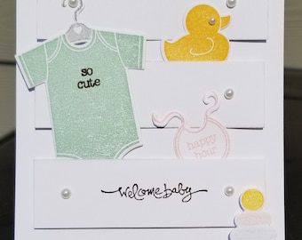 Handmade Welcome Baby Card Kit, STAMPIN' UP! Something for Baby, Boy, Girl,
