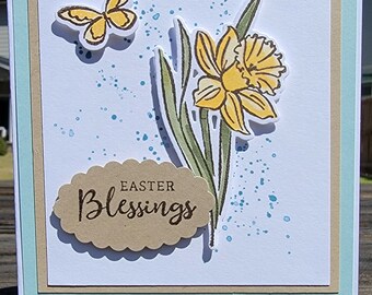 Handmade EASTER BLESSINGS, Mother's Day, Card Kit, Set Of 4, Stampin' Up! Daffodil, Flowers, Butterfly