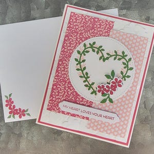 Carte de Saint-Valentin faite main, Stampin' Up ! Forme de coeur, coeur de fleur, jour de chéri,