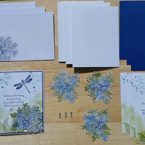 Handmade SYMPATHY Card Kit, STAMPIN' UP! Awesomely Artistic, Dragonfly, Flowers, image 2