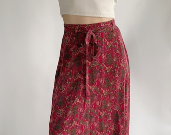 Vintage 90’s Braemer by Jeremy Scott skirt / 100% silk midi skirt / floral flowy skirt / 10