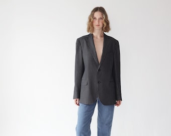 Vintage 90’s Zegna pinstripe cotton blazer jacket / unisex blazer 52
