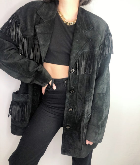 Vintage suede fringe Jacket L