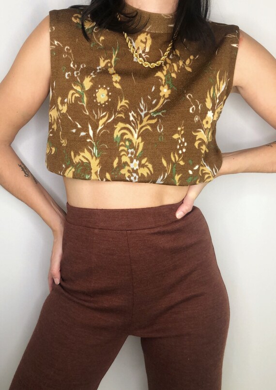 Vintage 70’s floral mock neck top S