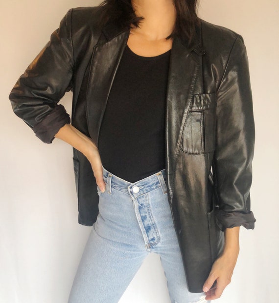 Vintage 80’s leather blazer unisex S