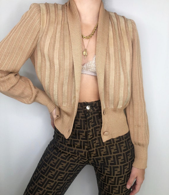 Vintage Hetta Bretz silk suede knit cardigan sweat