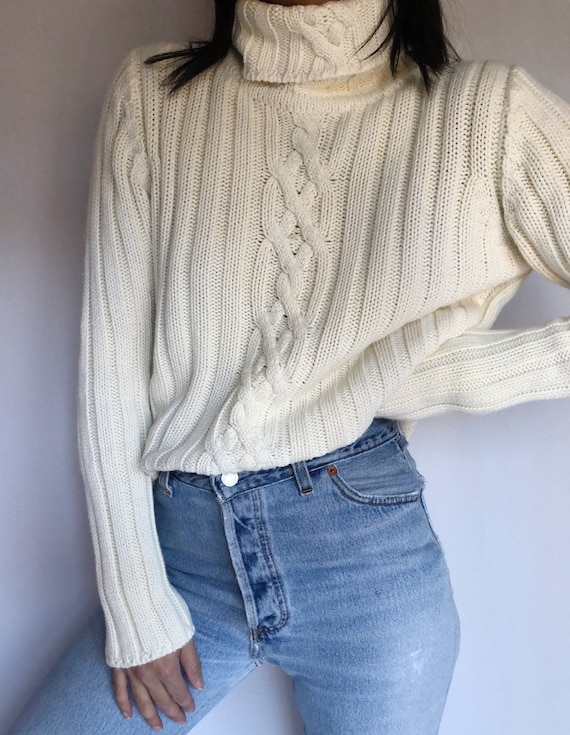 Vintage 90’s cable knit turtleneck sweater jumper
