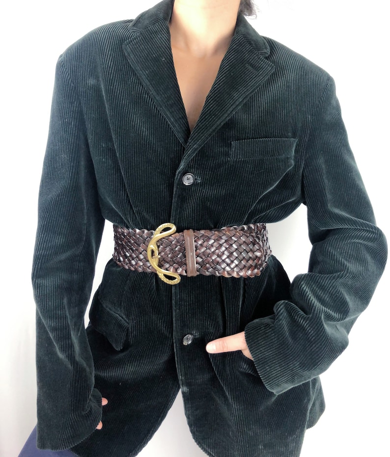 Vintage braided leather belt Made in Italy S