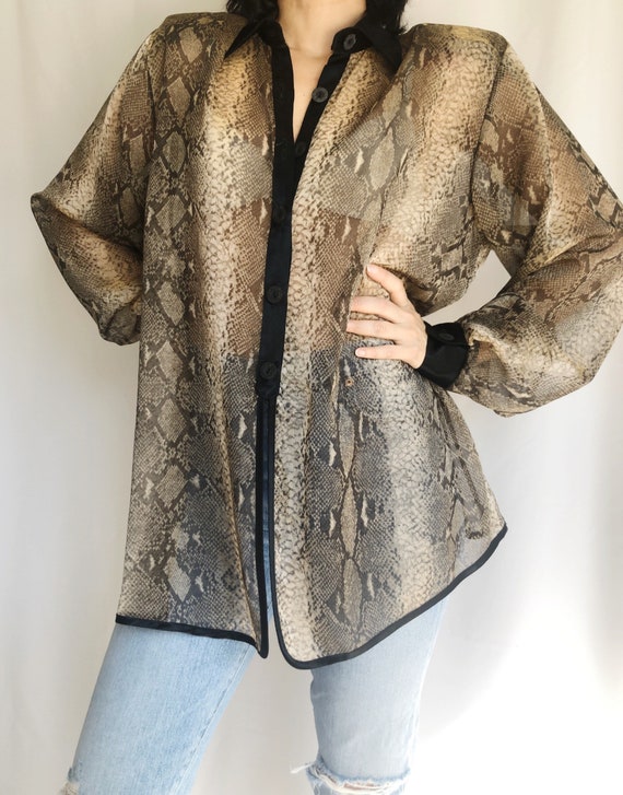 Vintage Sheer snakeskin swing blouse S