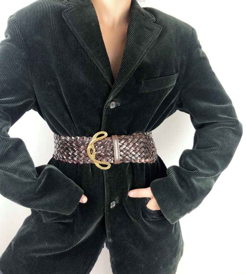 Vintage braided leather belt Made in Italy S